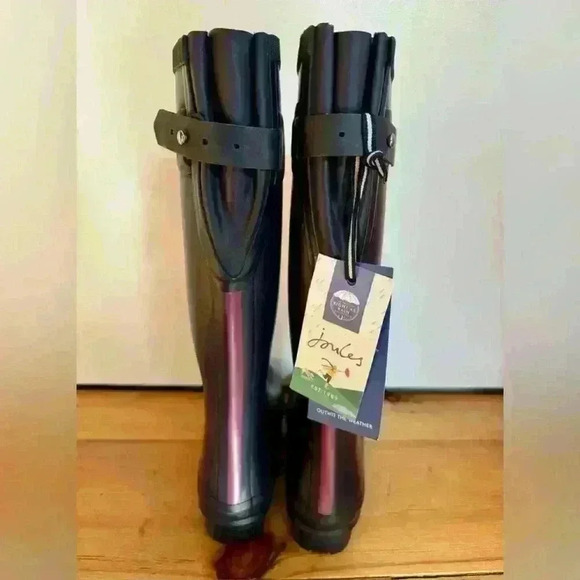 Joules welly women’s tall rain boots NWT dark purple US size 6 - Picture 4 of 12
